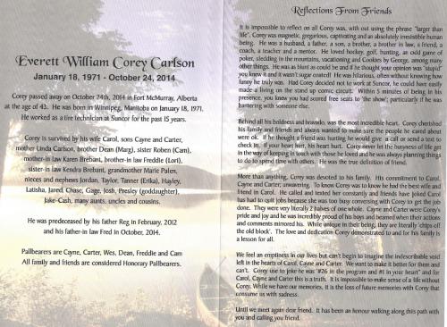 Corey Carlson Obituary part 2